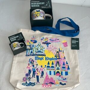 2024 3pcs Disney Starbucks Discovery Collection Magic Kingdom Set of Mugs/Tote